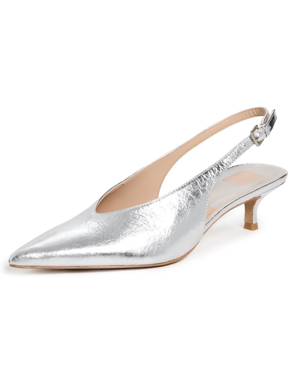 Dolce Vita Metallic Silver Pointed Slingback Heels